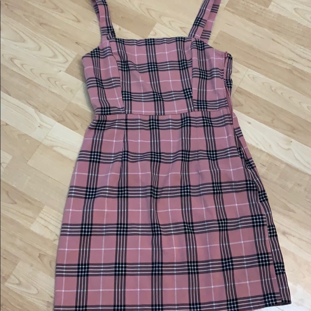 Plaid overall dress